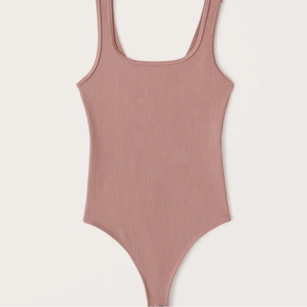 Abercrombie and Fitch Ribbed Seamless Tank Bodysuit - Pink - Size M